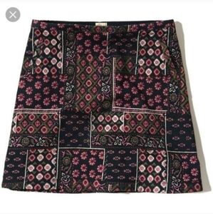 Hollister Patchwork Floral Mini Skirt Spring Summer Women's Small S Black Casual